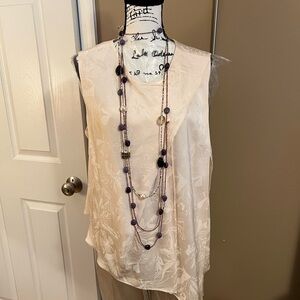 New Halston Heritage Womens Asymmetrical Sleeveless Top - Cream 14